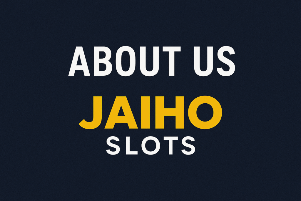 About Us Jaiho Slots logo design on dark background representing Jaiho Slots real cash gaming platform.